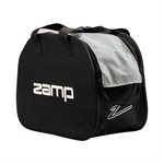 Zamp helmet bag in black and gray with plush interior, dual zippers, and handles for karting gear protection
