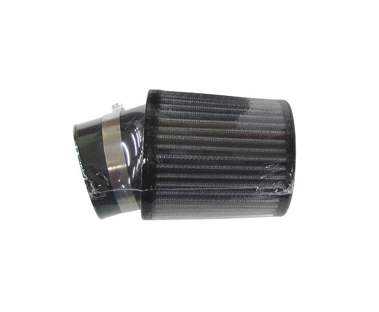 Angled black fabric air filter 3.5x4 inches with inlet