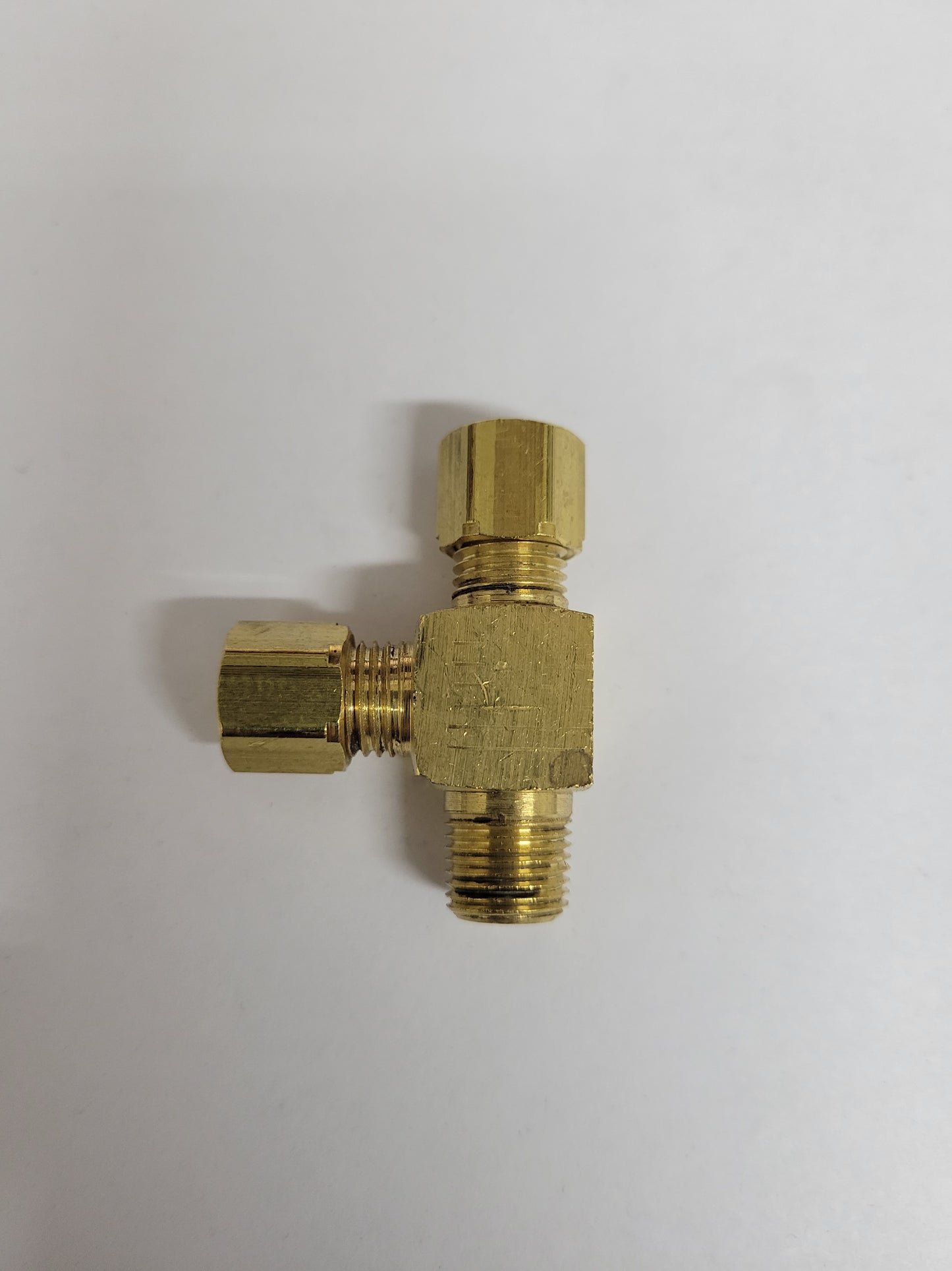 Brass T-fitting for kart brake line conversion