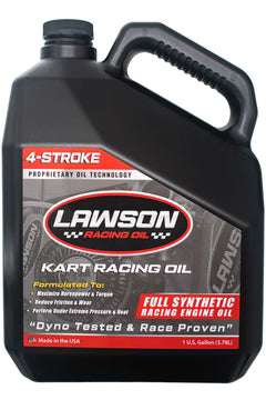 Gallon jug of Lawson synthetic oil for bulk kart engine use