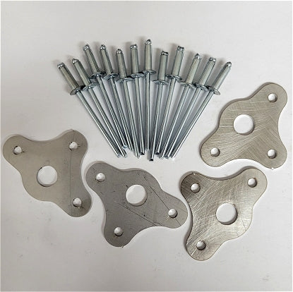PMI seat saver kit featuring four steel plates and rivets for kart seats