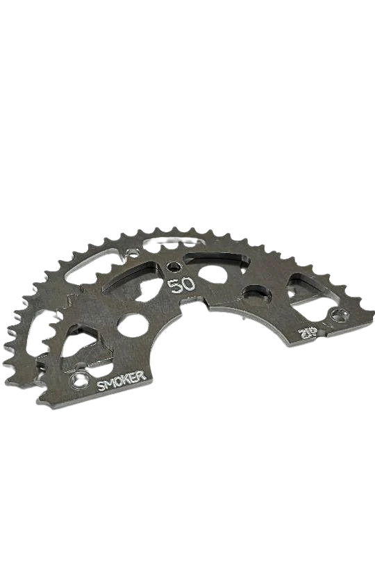 Smoker Performance #35 two-piece 50 tooth kart sprocket on a black background