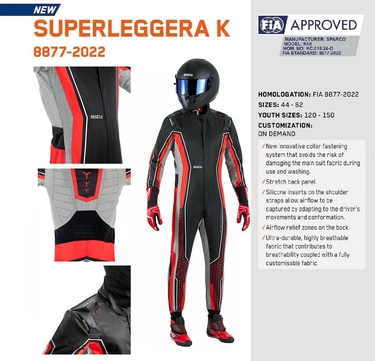 Sparco Superleggera K Kart Racing Suit FIA 8877-2022