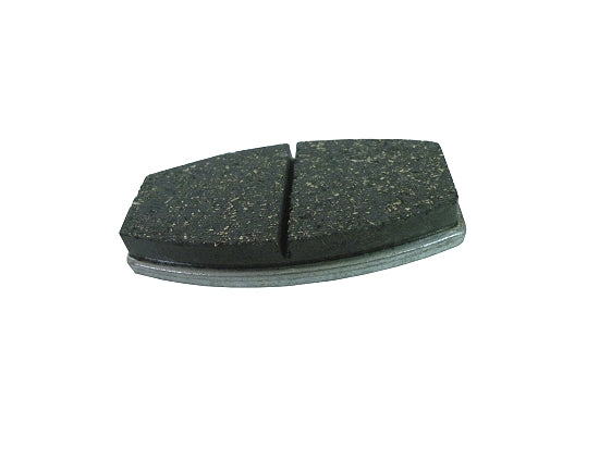 Single black MCP brake pad with backing plate, angled view