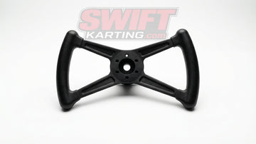 Azusa 2293 Black Butterfly Steering Wheel - 1/4" Tempered Aluminum - Sprint Kart by Azusa - karting parts