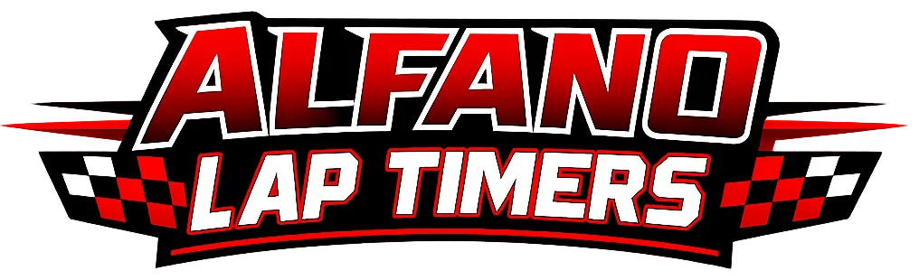 Red and black blocky performance text image for Alfano Lap Timers collection page.