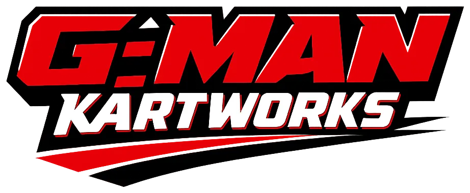 Red and black blocky performance text image for G-Man Kartworks collection page.