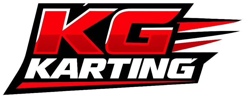 Red and black performance blocky text reading KG Karting on a white or transparent background for the KG Karting chassis and parts collection.