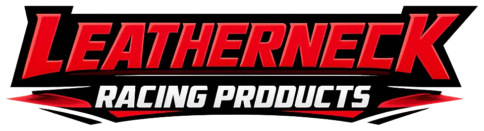 Red and black blocky performance text image for Leatherneck Racing Products collection page.