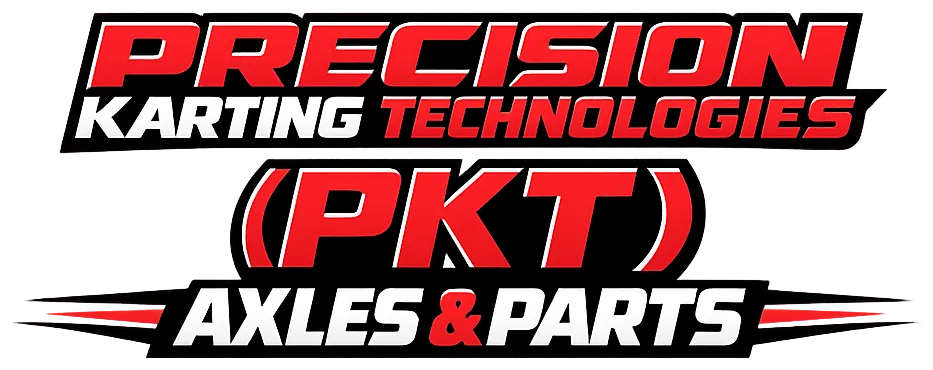 Red and black blocky performance text image for Precision Karting Technologies (PKT) Axles & Parts collection page.