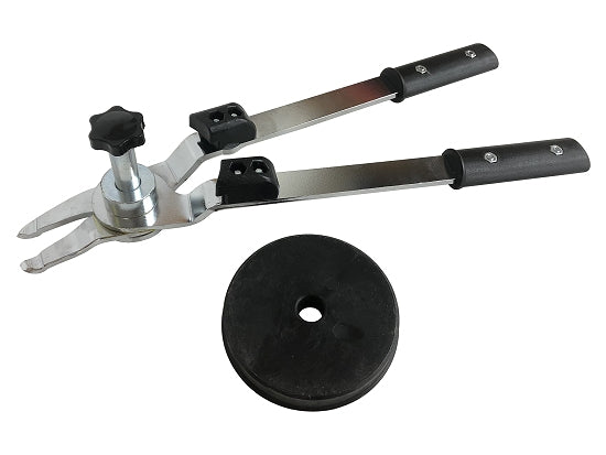 Scissor style tire changer tool designed for 5 inch kart wheels