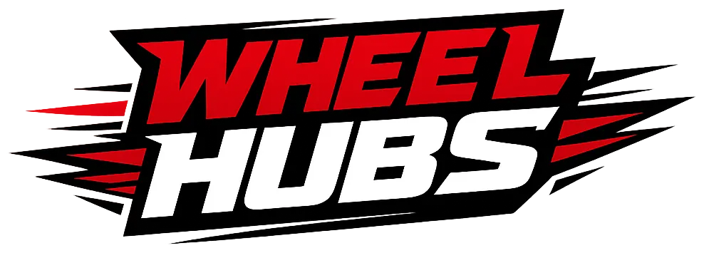 Red and black blocky text logo reading Wheel Hubs for kart wheel hub parts on white background.