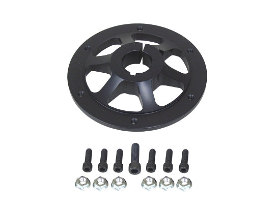 Black 1-inch sprocket hub mounted on kart axle