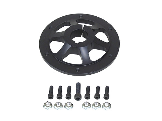 Black 1-inch sprocket hub mounted on kart axle
