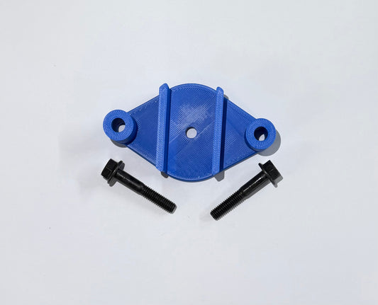 Blue 3D printed JK-FPR fuel pump riser including two 6mm socket head cap screws