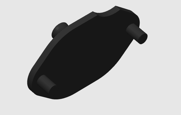 The backside of a exhaust cap, showing the end that goes into the exhaust bolt holes so it stays secure, pictured on a white background.