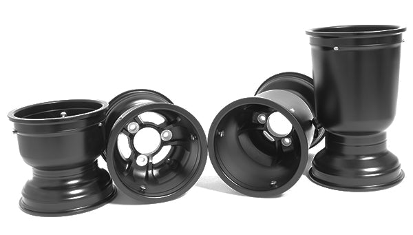 TruSpeed Mag Wheel Set displaying two 130mm DSM front magnesium wheels and two 180mm rear wheels with vented design