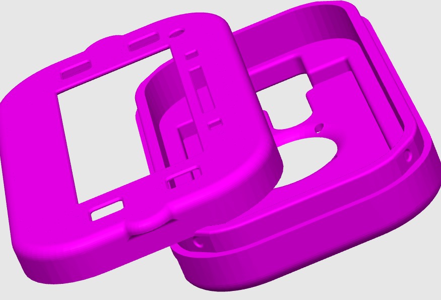 Front view of Mychron 6 case that also fits mychron 6 2t. It is pictured in the color pink, and is the view of the front, showing the interior shape as well on a white background. 