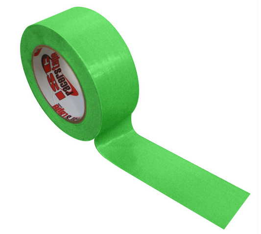 Side view of bright neon green racers duct tape.