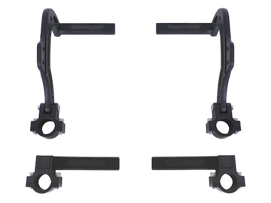 Billet pedal kit with heel rests, short V2 version fitting 3/4" bumper, showing pedals and mounts
