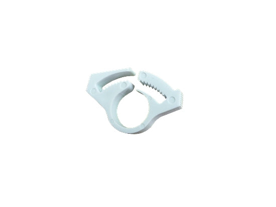 White reusable nylon fuel line clamp for karting