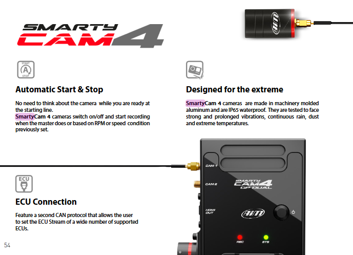 All NEW AIM SPORTS SmartyCam Corsa 4 | Data Video Camera | INCLUDED: Custom PRELOADED layover with your name