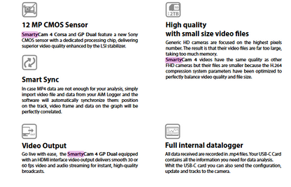All NEW AIM SPORTS SmartyCam Corsa 4 | Data Video Camera | INCLUDED: Custom PRELOADED layover with your name