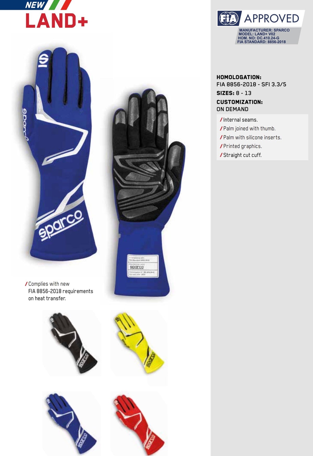Sparco Land+ Racing Gloves | FIA & SFI