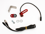 AIM Throttle/Brake Position Sensor kit with non-contact sensor, red mounts, brackets, cables, and hardware