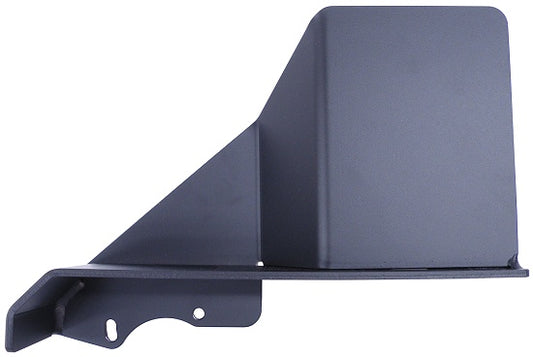 Black anodized slotted WMS chain guard with integrated header shield, tall profile for Clone and Predator karts