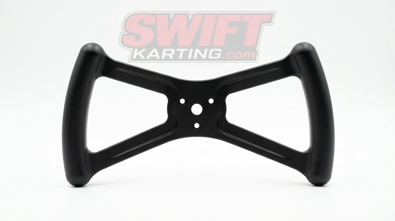 Azusa 2293 Black Butterfly Steering Wheel - 1/4" Tempered Aluminum - Sprint Kart by Azusa - karting parts