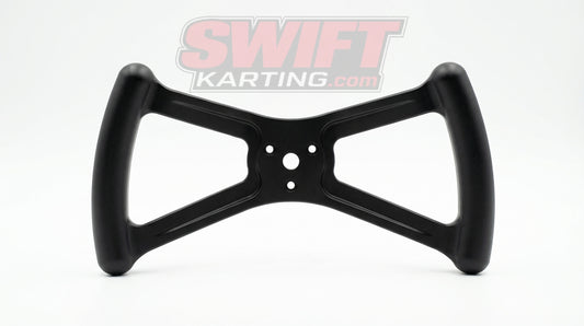 Azusa 2293 Black Butterfly Steering Wheel - 1/4" Tempered Aluminum - Sprint Kart by Azusa - karting parts