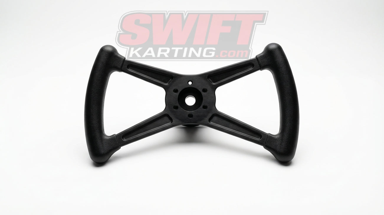 Azusa 2293 Black Butterfly Steering Wheel - 1/4" Tempered Aluminum - Sprint Kart by Azusa - karting parts