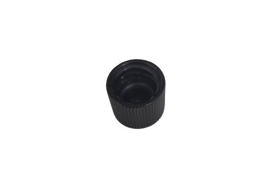 Black anodized aluminum port plug with O-ring