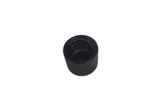 Black anodized aluminum port plug with O-ring
