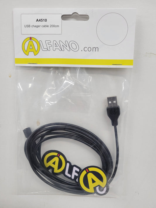 Alfano charging cable with USB connector end
