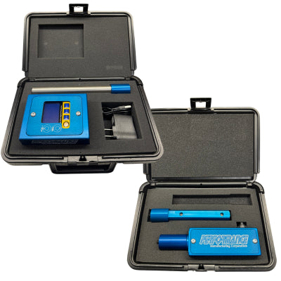 PMI laser system clamped to thin wall kart axle with beams active