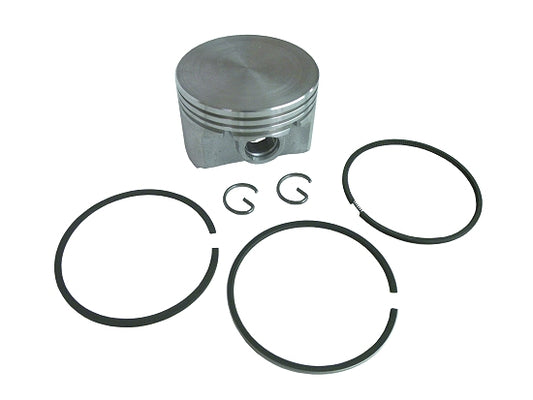 Standard piston assembly for Briggs Animal engine showing rings and wrist pin