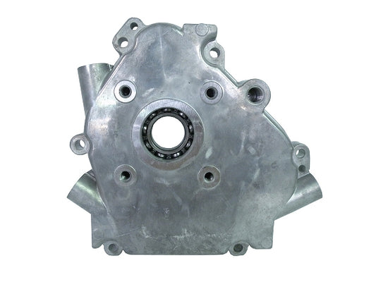 Close-up view of Briggs crankcase cover for Animal LO206 engine