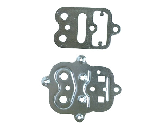 Close-up view of the new style Animal cylinder head plate with larger rocker studs
