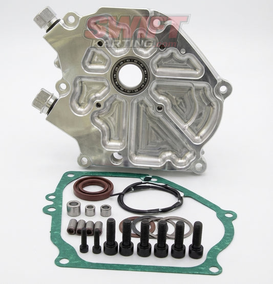 ARC Billet Predator Crankcase Cover kit with dual ball bearings, gasket, and hardware for enhanced engine durability.