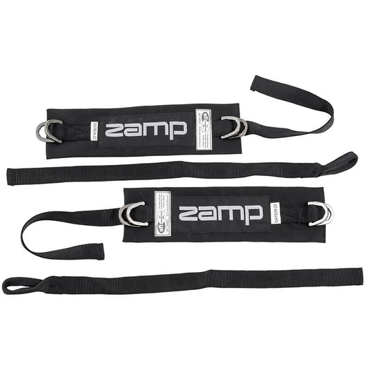 Pair of black Zamp SFI-rated arm restraints for kart drivers