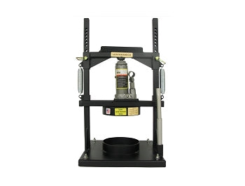 Leatherneck hydraulic bead breaker with jack and rings on kart wheel