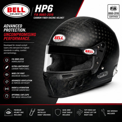 Bell Helmets HP6 FIA 8860-2018 Carbon Fiber Racing Helmet