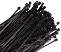 Pack of 100 black nylon cable ties for securing kart components