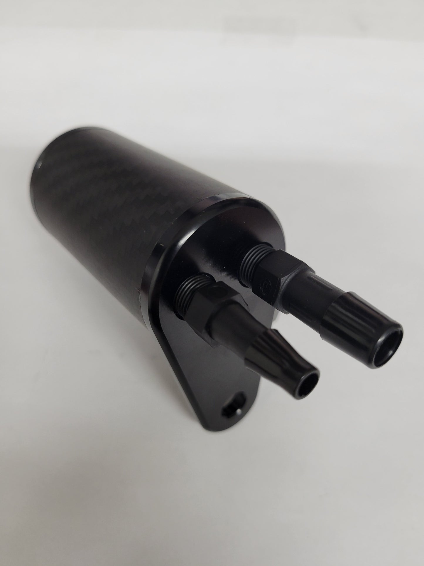 Carbon fiber catch tank with 1/4 inch inlet and 5/16 inch outlet for Clone karts