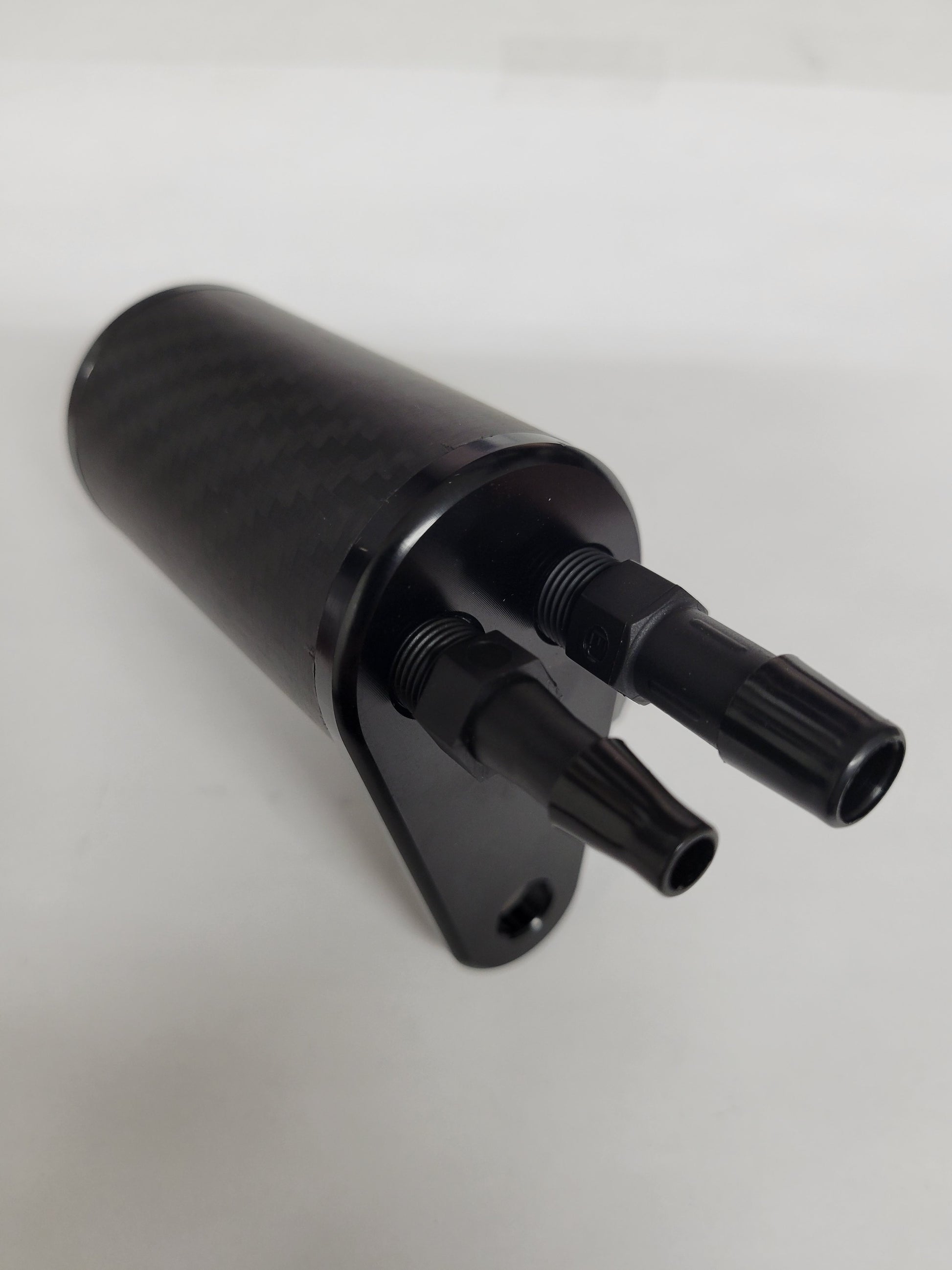 Carbon fiber catch tank with 1/4 inch inlet and 5/16 inch outlet for Clone karts