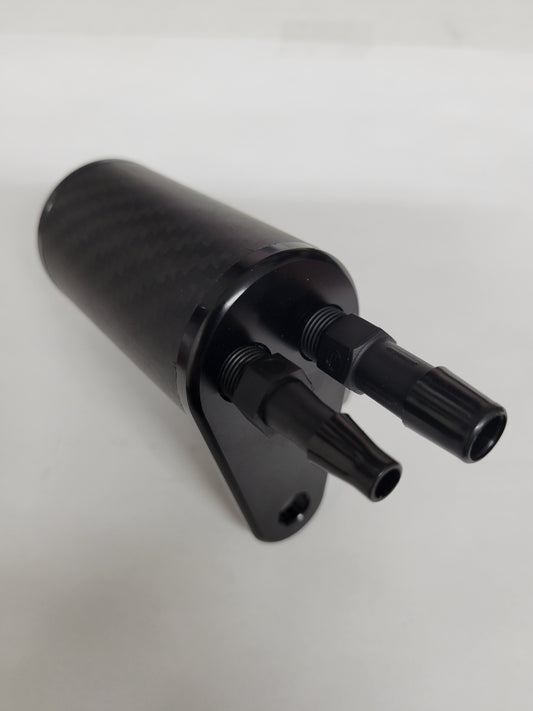 Carbon fiber catch tank with 1/4 inch inlet and 5/16 inch outlet for Clone karts