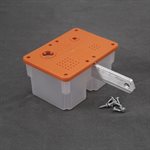 Dual catch tank with orange top mounted on LO-206 kart engine