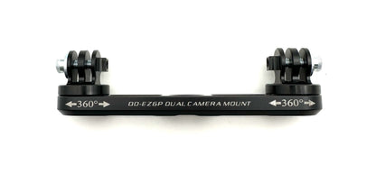 Black dual EZGP camera mount showing both heads with 360 degree indicators and connecting bar on a white background